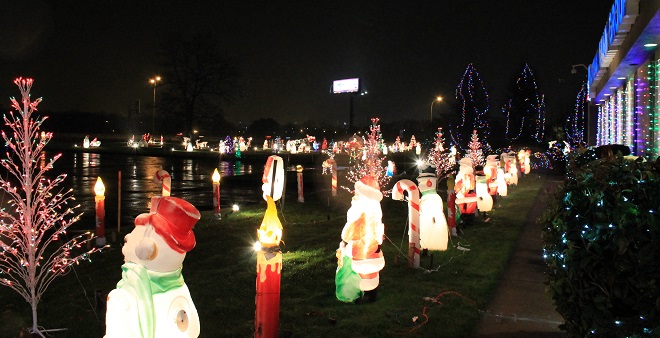 The sprawling display on the front lawn of the National Chain Group in Warwick can be seen glowing from Route 95. But you can also visit it on foot, too. Head into the industrial area off Jefferson Boulevard and you’ll be able to get an up-close look at the dozens of figurines and thousands of lights that sit just off the highway. The display has been up and running since 1973.