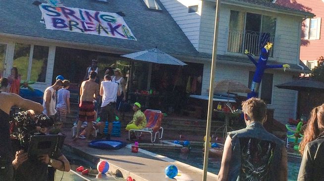 The set of the spring break scene at a Providence home in summer 2015